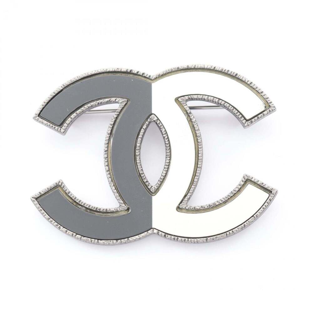 CHANEL Authentic Black Logo Brooch